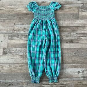 SweetHoney Girls Whimsical Plaid Smocked Romper Size 7